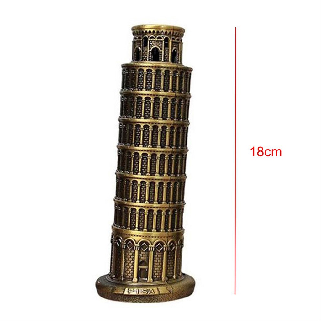 Mô Hình Tháp Nghiêng Pisa cao 18cm (Màu Vàng Rêu)