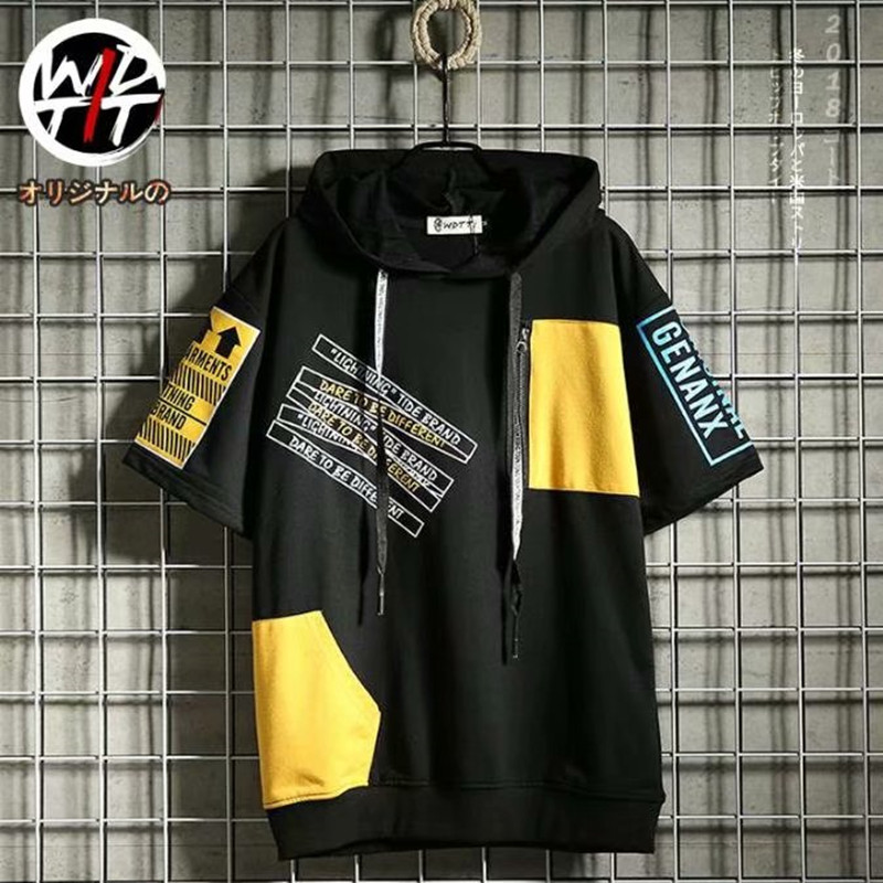 Áo hoodie ngắn tay kiểu Hàn Quốc năng động dành cho nam