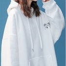 【ZHELIHANGFEI】Áo Hoodie Tay Dài Dáng Rộng In Hình Gấu Phong Cách Preppy