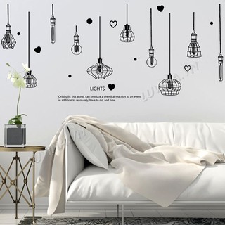 Decal dán tường trang trí văn phòng , phòng khách- Dây đèn treo