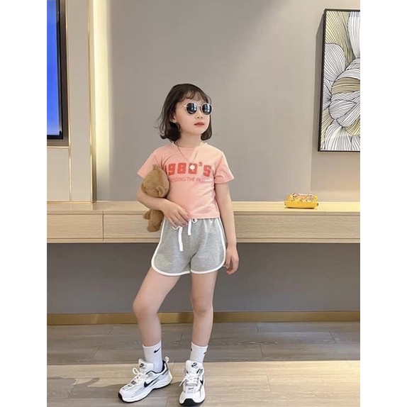 Lyvyshop - (HÀNG LOẠI 1) Bộ cộc tay form Croptop siêu dễ thương cho bé gái từ 09-28kg