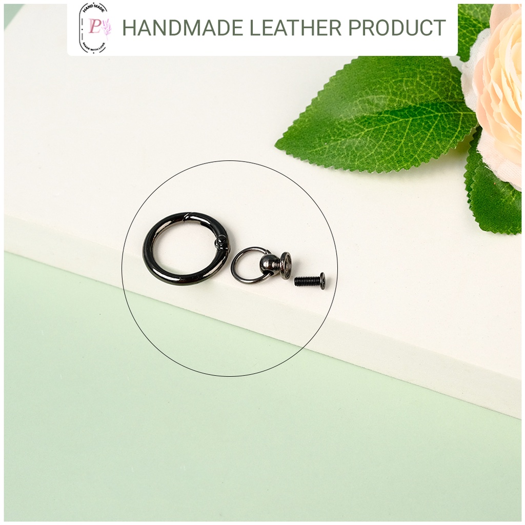 Móc móng ngựa móc tròn và vít nấm phụ kiện thay thế móc khóa bao da chìa khóa móc chìa khóa MK