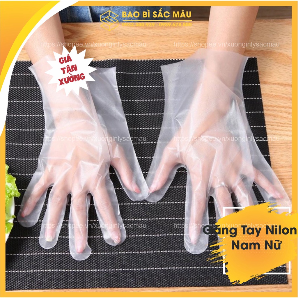 1Kg Găng tay Nilon sử dụng 1 lần có 2 size Nam và Nữ