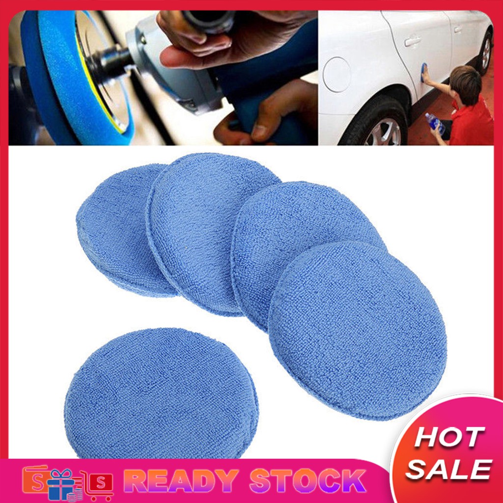 Bộ 5 Miếng Mút Tròn Bằng Sợi Microfiber Siêu Mềm Dùng Đánh Bóng Xe Hơi