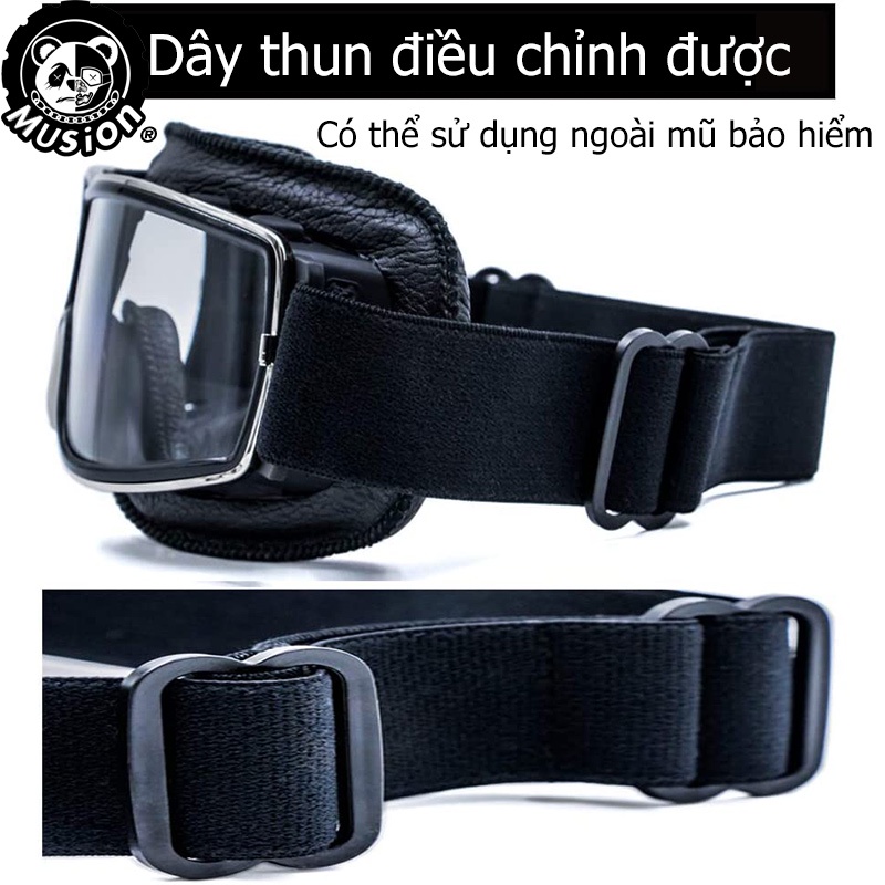 Kính bảo hộ goggle MUSION da giả chống bụi bẩn chống trầy xước phong cách cổ điển thời trang dành cho cả nam và nữ