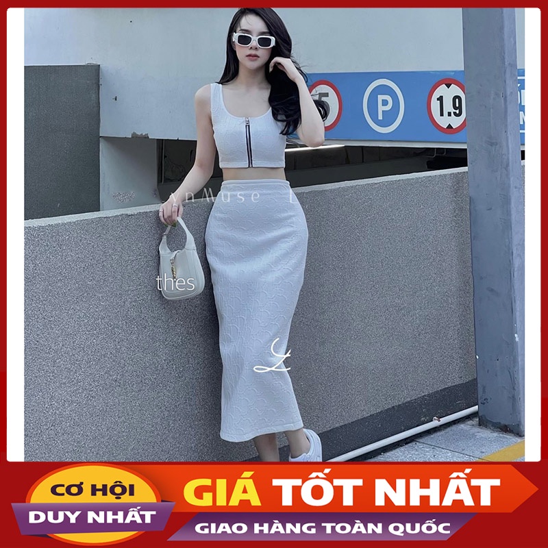 Set Bộ Áo Croptop Mix Chân Váy Midi SB2087-Violet