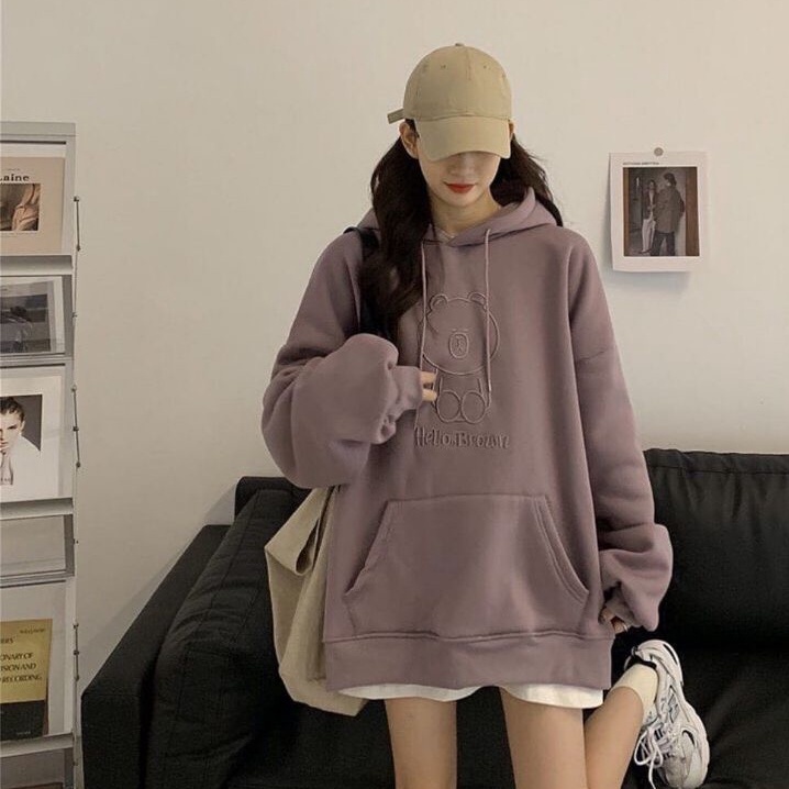 Áo Khoác Hoodie Nữ Màu Nâu hello Kitty