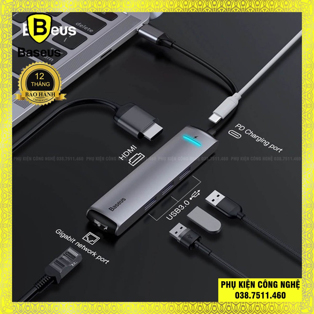 [Mã 11ELSALE hoàn 7% đơn 300K] Hub 6in1 dành cho macbook hãng baseus