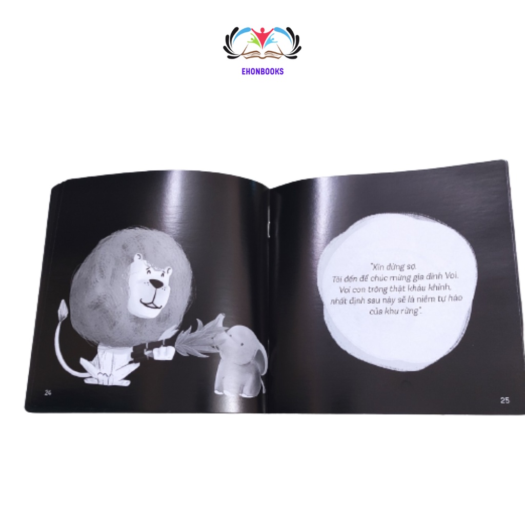 Sách Ehon cho bé 0 3 tuổi - Ehon kích thích thị giác Voi con đến rồi wabooks