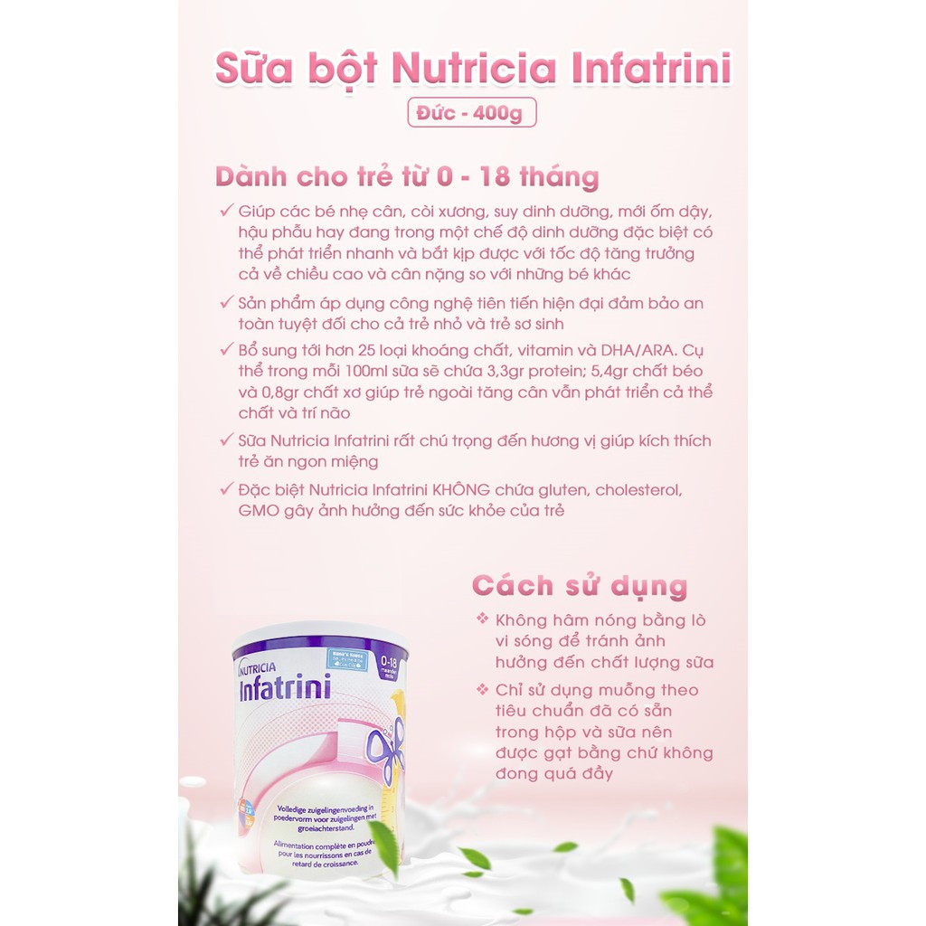 ✅ [Chính hãng] Sữa Infatrini Đức nội địa lon 400g hsd 2022 - sữa béo cao năng lượng cho bé 0-18 tháng tuổi