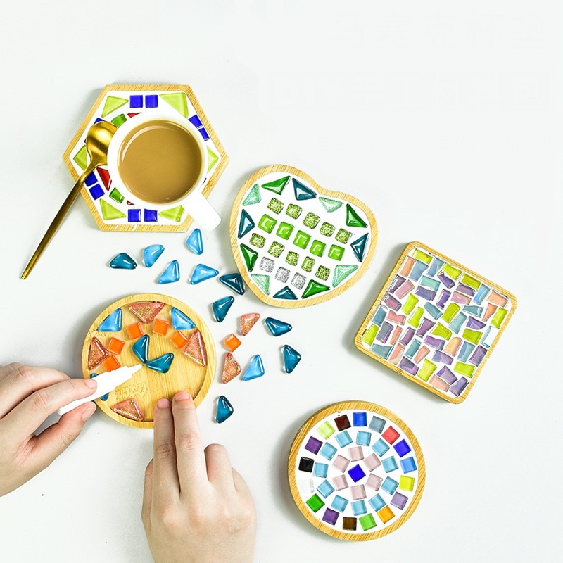 Đĩa lót ly, cốc khảm tự làm, trang trí thủ công, DIY coaster