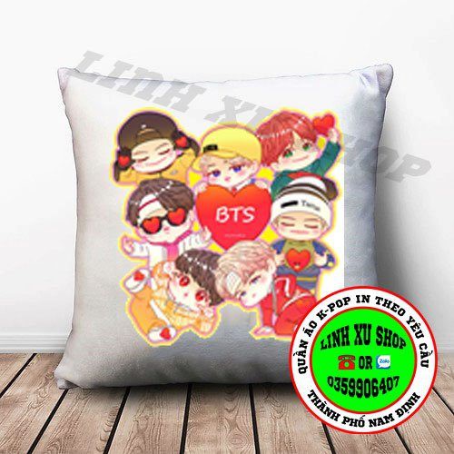 Gối BTS 💝 FREESHIP 💝 giảm Ngay 5k Khi Nhâp [ GỐI BT21 ] - Gối Vuông BTS In Theo Yêu Cầu