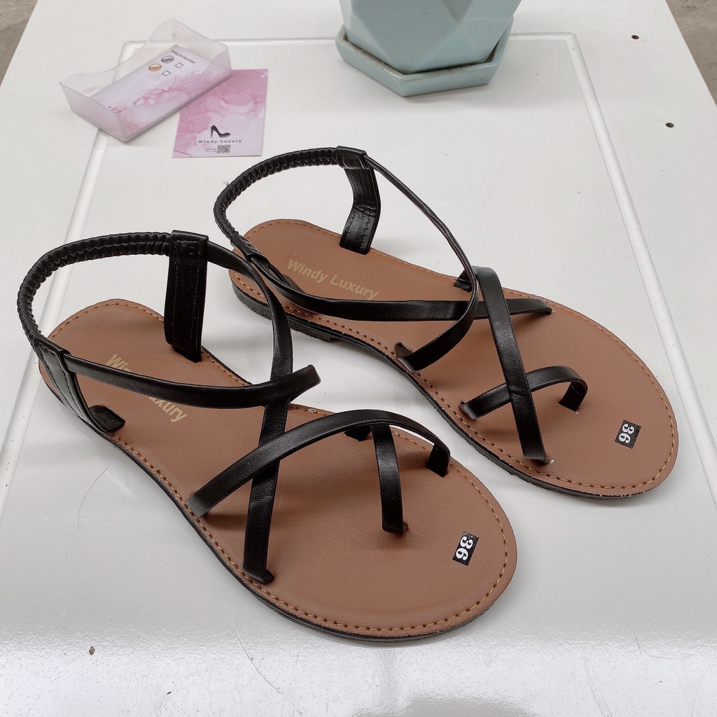 Sandal nữ đế bệt, sandal chiến binh, quai mảnh vuông, xỏ ngón, đi biển đi học, đi làm tại văn phòng-1000030