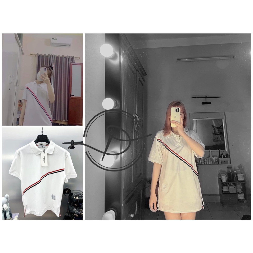 Áo phông Pô Lô sọc đỏ đen,cổ bẻ.