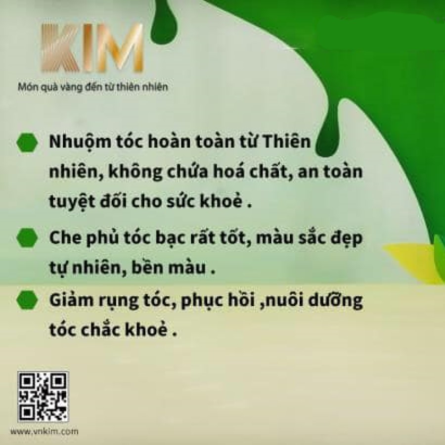 Nhuộm tóc phủ bạc KIM 50g (Tùy chọn nhuôm mầu NÂU hoặc ĐEN)- Thuốc NHuộm Tóc Từ Lá Cây