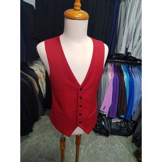 Áo gile nam ôm body màu đỏ tươi tặng nơ đen