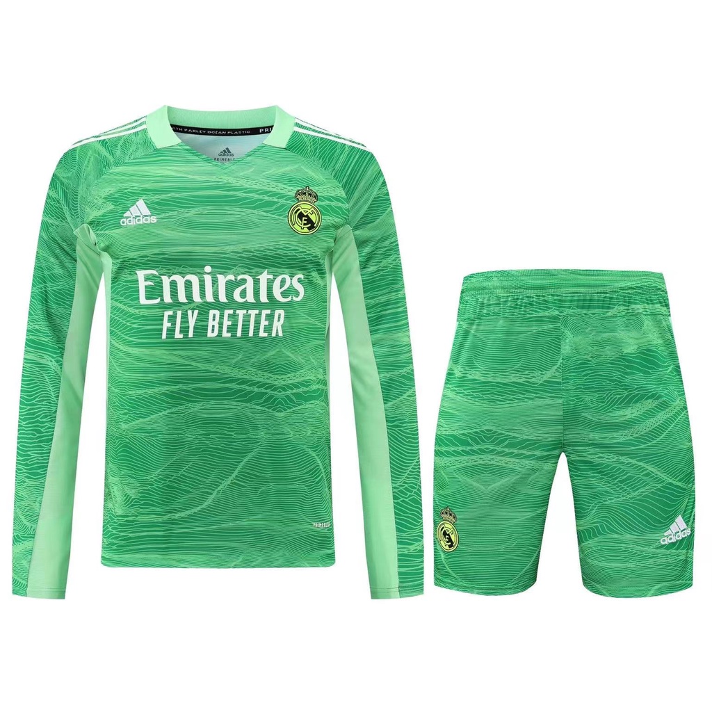 Áo Thun Tay Dài Real Madrid Màu Xanh Lá Cho Thủ Môn Chất Lượng Cao Size 21-22