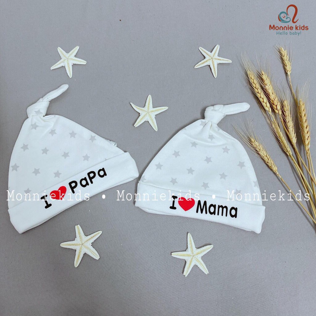 Mũ I♥️PAPA - I♥️MAMA Cho Bé 100% Cotton