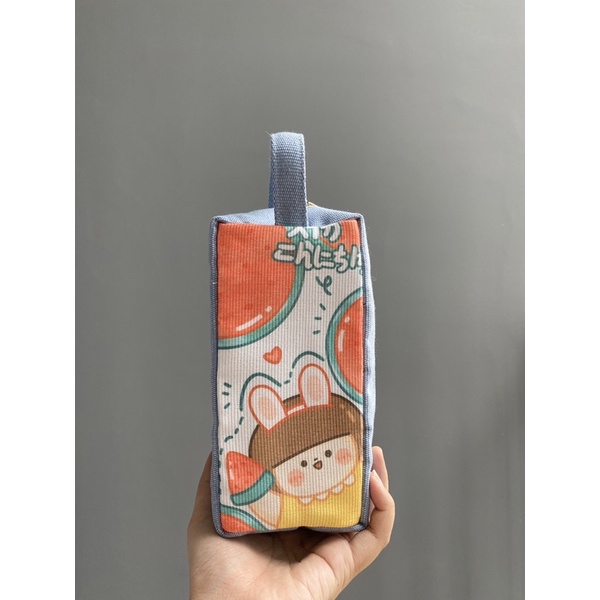 Hộp Bút Vải Canvas Màu Xanh