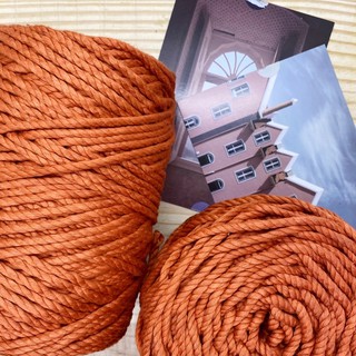 Dây thừng cotton màu macramé 3-5-6mm màu CAM GẠCH