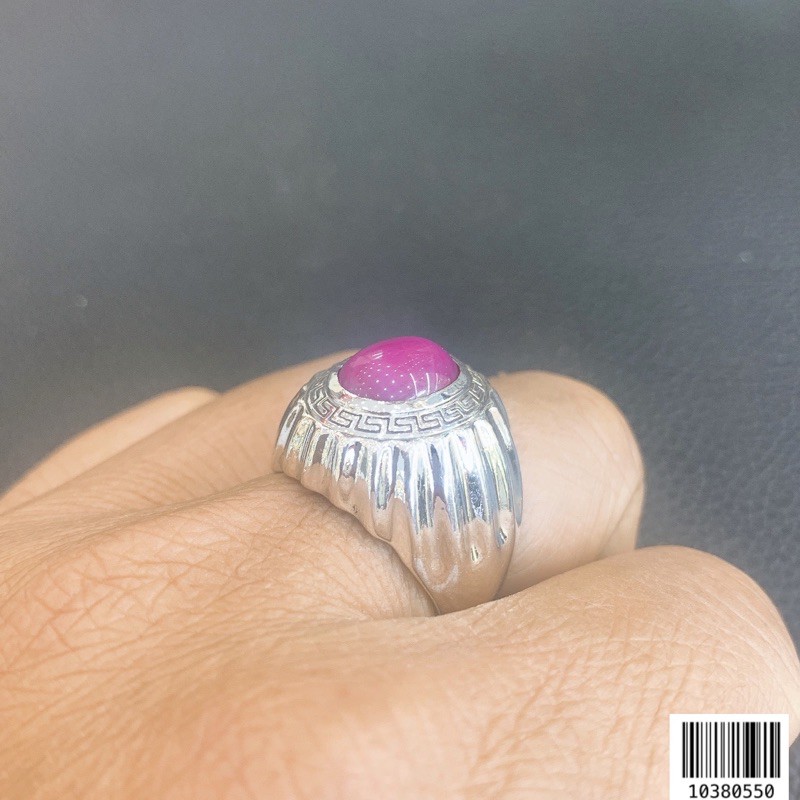 nhẫn bạc nam đá ruby nhân tạo