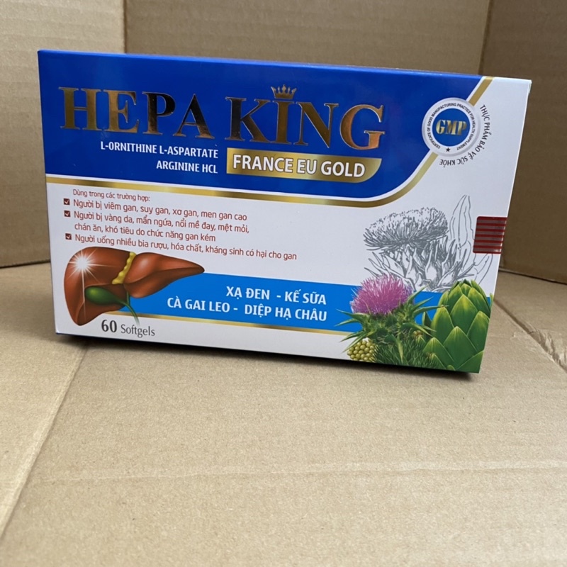 Viên uống bổ gan Cà gai leo xạ đen HEPA KING FRANCE EU GOLD ,Giúp bổ gan,tăng cường chức năng gan - Hộp 60 viên