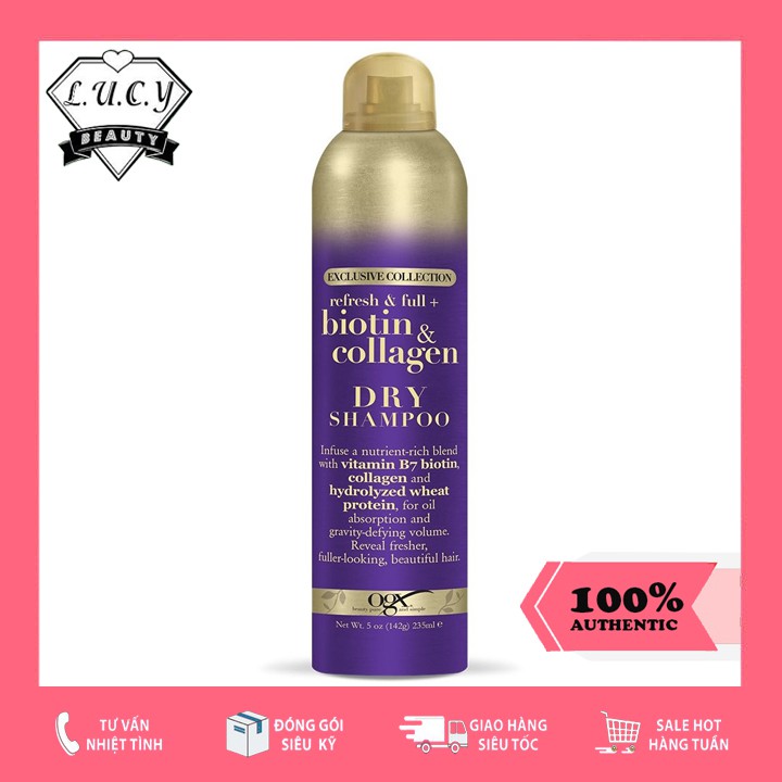 Hàng USA- Dầu Gội Khô OGX Biotin Dry Shampoo 235ml