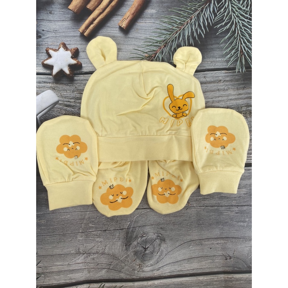 Sét bao tay, bao chân, mũ bo sơ sinh MIPBI 100% Sợi tre an toàn cho bé