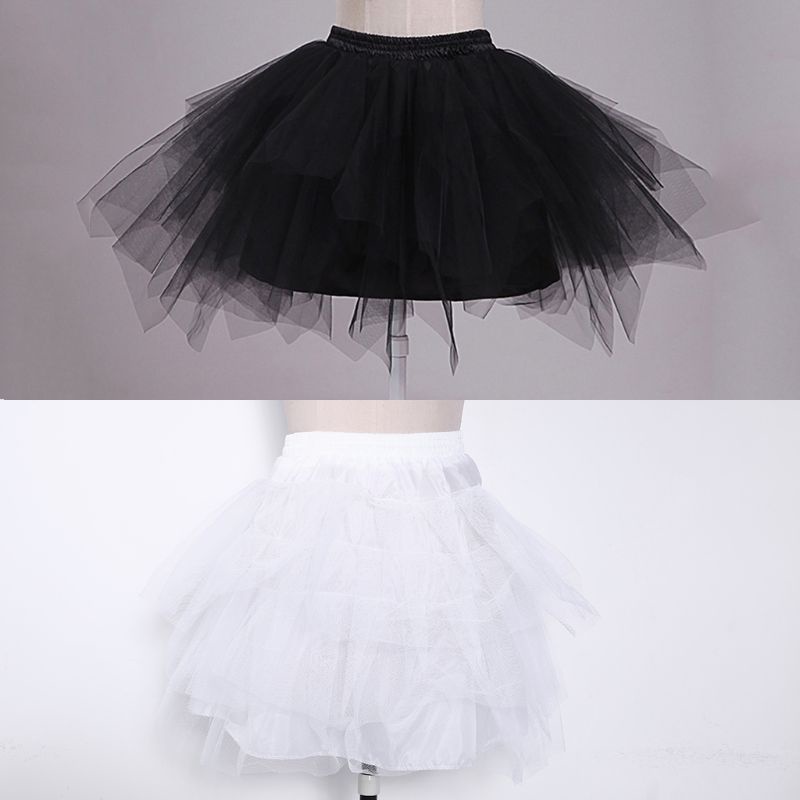 Áo Khoác Petticoat Ngắn Lưng Thun 4 Lớp Màu Trơn Có Dây Rút Cho Nữ