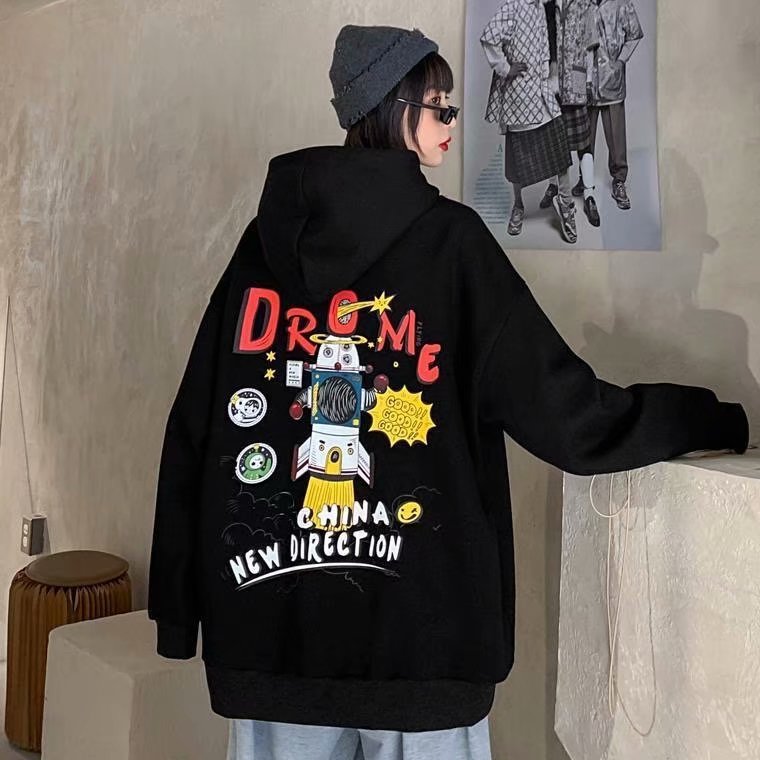 Áo hoodie tay dài dáng rộng in hình tên lửa gồm 3 màu sắc | BigBuy360 - bigbuy360.vn