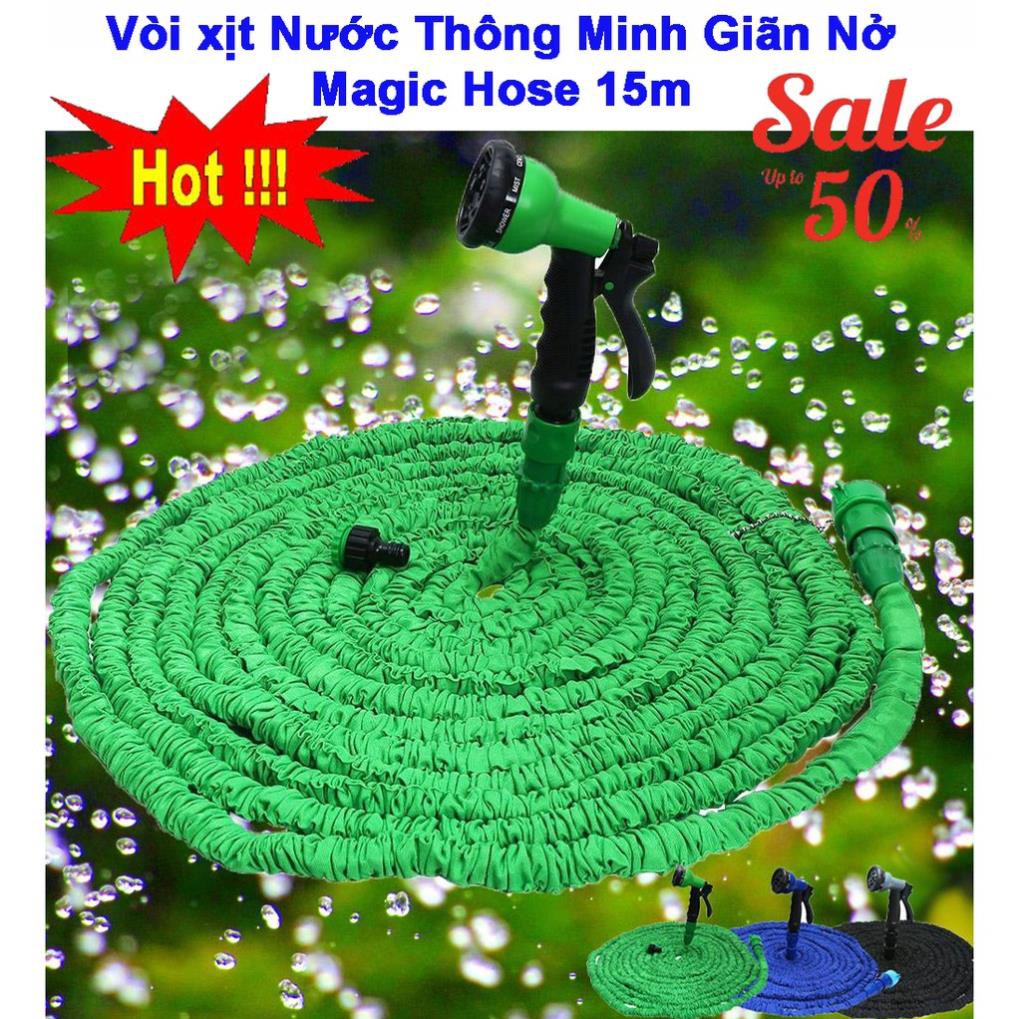 Vòi Xịt Nước Giãn Nở Thông Minh Cao Cấp Dài 15M, Dây Bơm Nước Co Giãn, Tưới Cây, Rửa Xe, Xịt Rửa Sân Vườn Đa Năng