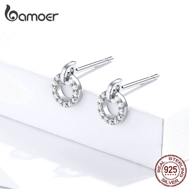 Hoa Tai Bamoer Sce767 Thiết Kế Hình Tròn Ít Gây Dị Ứng Thích Hợp Dự Tiệc