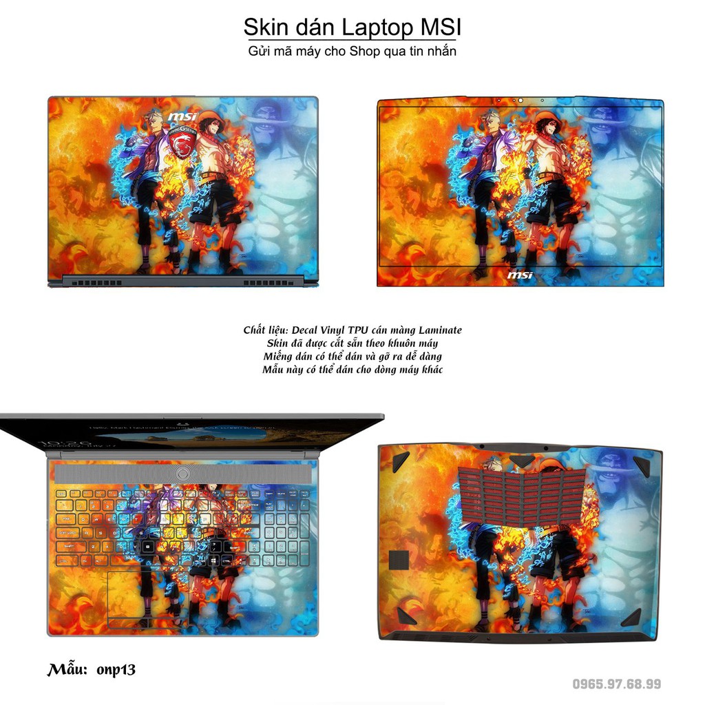 Skin dán Laptop MSI in hình One Piece nhiều mẫu 15 (inbox mã máy cho Shop)