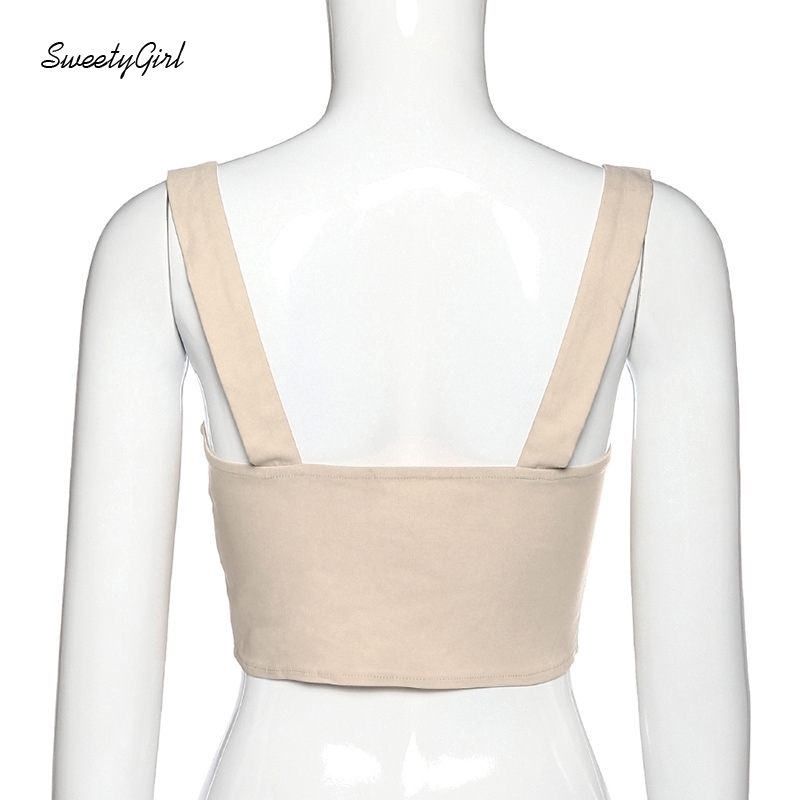 Áo croptop màu trơn thiết kế hở lưng gợi cảm