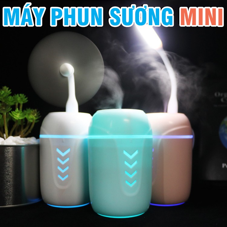 Máy tạo độ ẩm phun sương mini Buib HUMIDIFIER Khuếch Tán Tinh Dầu Có Đèn LED và quạt gió mini