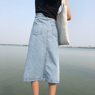 [ORDER] Váy Jean dài nút lệch Ulzzang
