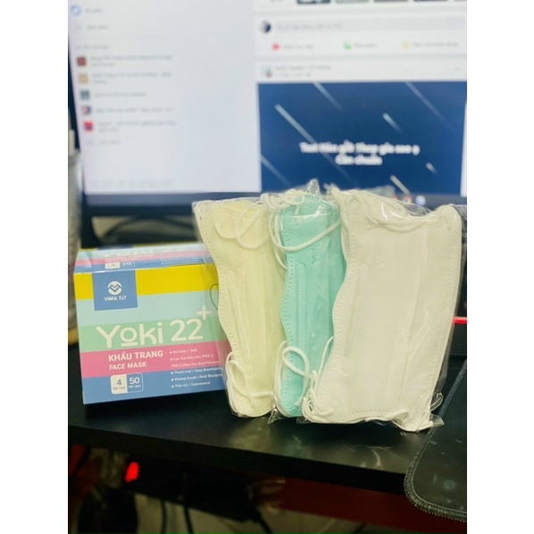 Khẩu trang Cua Yoki 22+ kiểu dáng KF94 cải tiến 4 lớp kháng khuẩn hàng chính hãng công ty