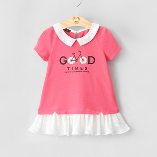 Đầm thun cotton 4 chiều Nexxi in xe đạp bé gái 1-7 tuổi