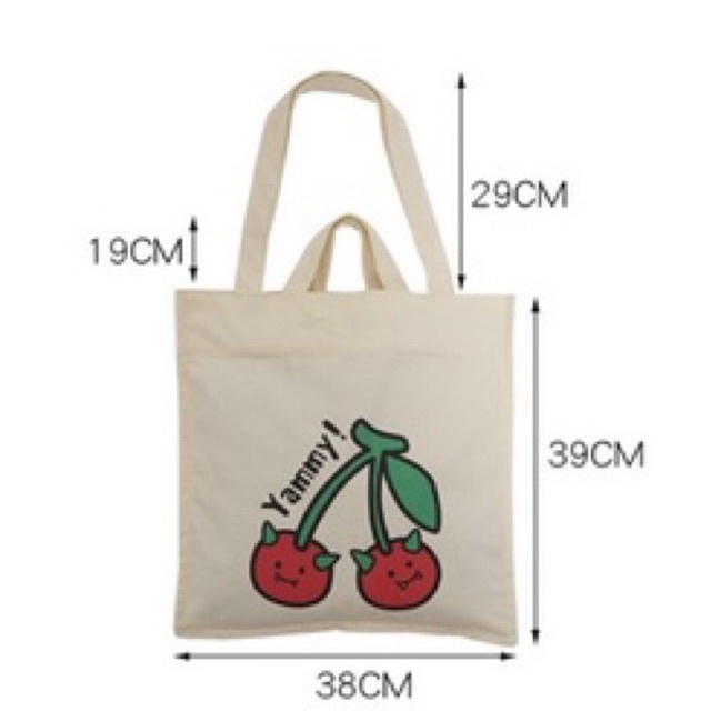 Túi tote kiểu Hàn Quốc Yammy cherry vừa a4 xinh xắn (hình thật)