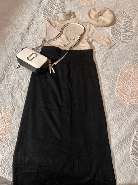 Chân váy dạ kẻ dáng dài 89k