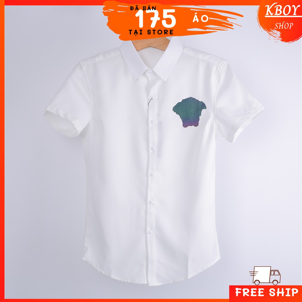 Áo sơ mi tay Ngắn/Dài -Hàng quãng châu,Họa Tiết Logo trước Ngực,Bigsize ,mềm mịn,Co giãn tốt, trẻ trung- F105/F105-1 | BigBuy360 - bigbuy360.vn