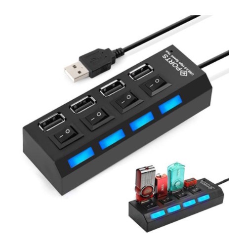 HUB Chia USB 4 Cổng , Có Công Tắc Và Có Đèn Led- Tốc Độ Cao - Tiện Dụng Và Chất Lượng