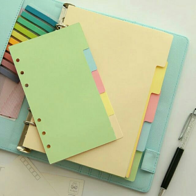 Tab phân trang A4 B5 A5 A6 giấy bìa cứng cho sổ planner bìa còng