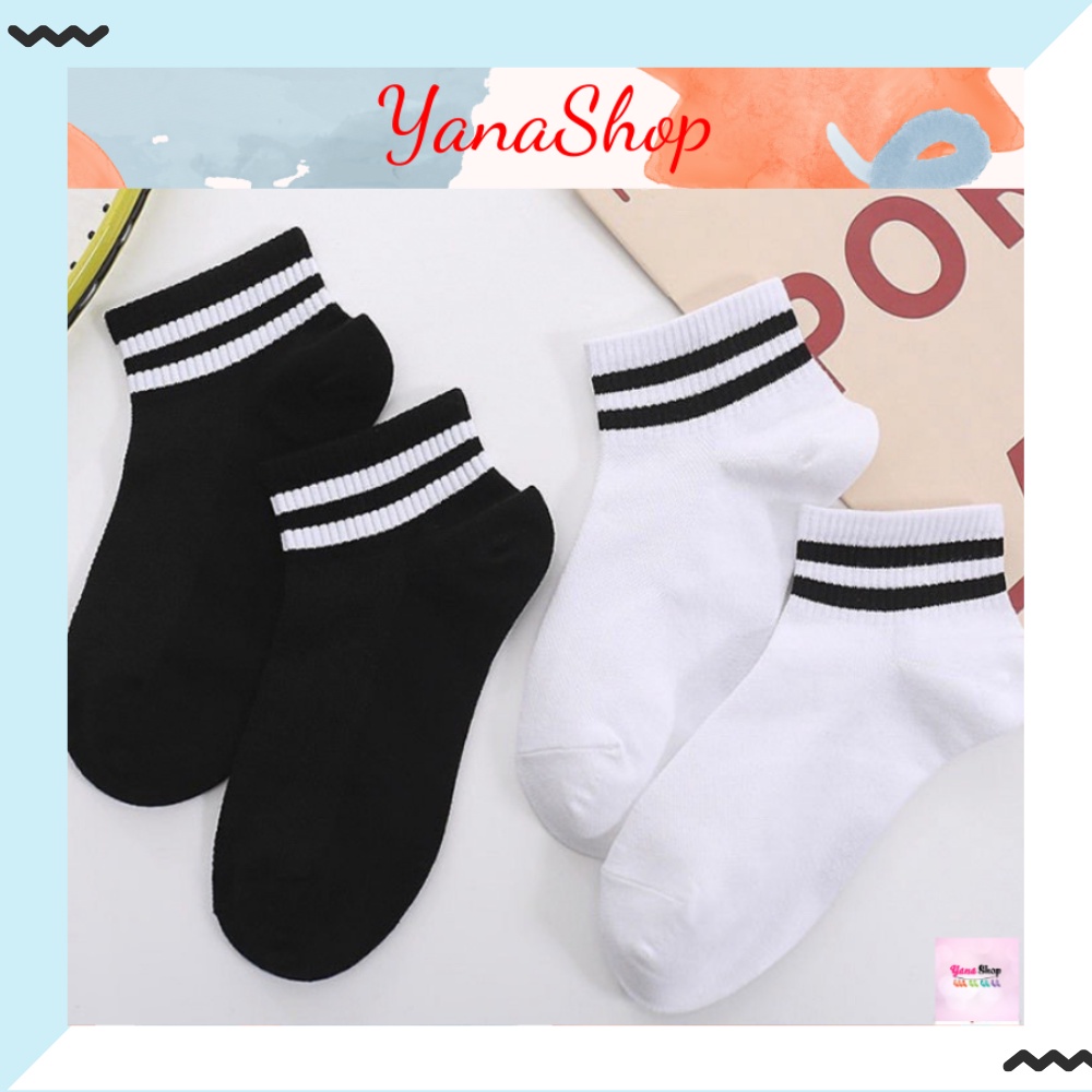 Tất Vớ Nam Nữ Cổ Ngắn Đen Trắng Phong Cách Hàn Quốc - YanaShop