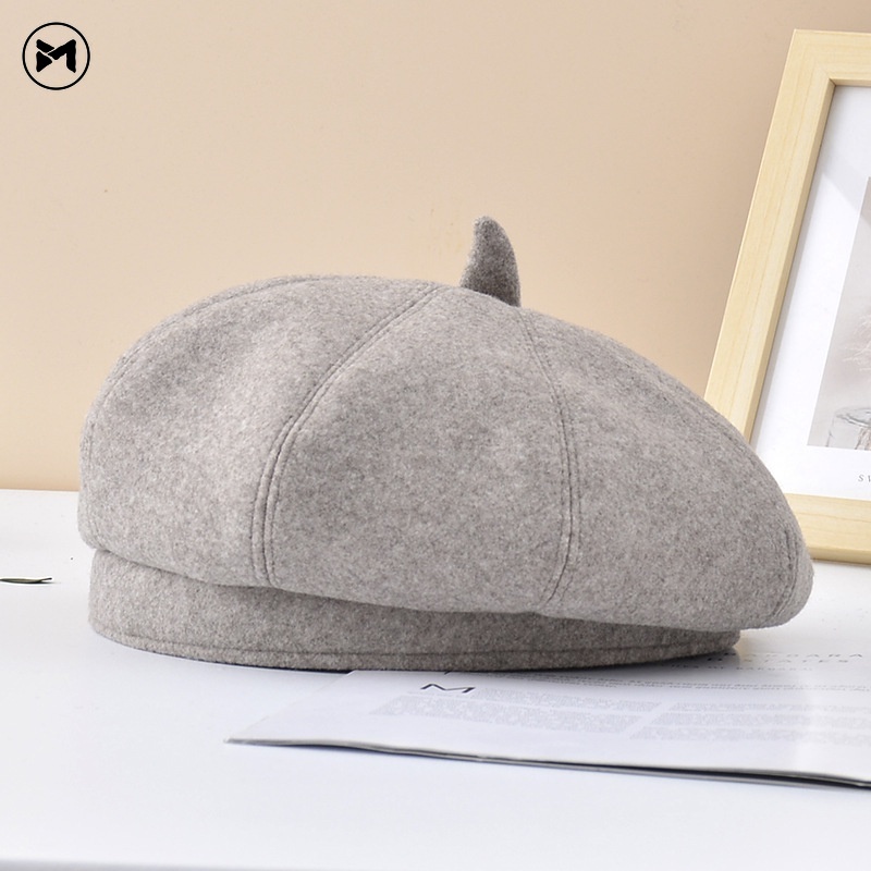 Mũ Beret Len Ấm Áp Thiết Kế Đơn Giản Thời Trang Thu Đông Nhật Bản Mới Cho Nữ
