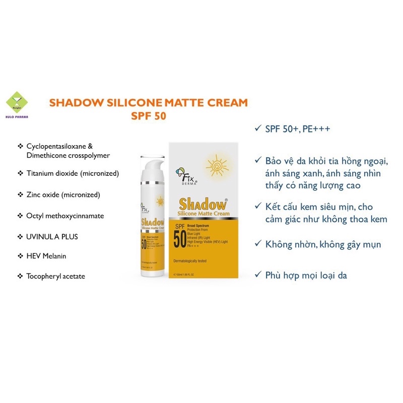 [CHÍNH HÃNG] KEM CHỐNG NẮNG SHADOW SILICONE MATTE CREAM 50ML