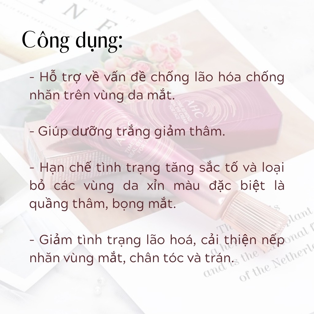 Kem Dưỡng Mắt AHC Ageless Real Eye Cream For Face Dưỡng Ẩm Chống Lão Hoa Vùng Mắt (30ml) | BigBuy360 - bigbuy360.vn