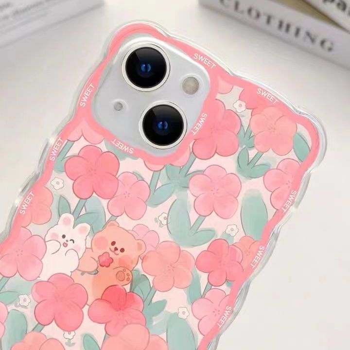 Ốp Điện Thoại Họa Tiết Hoa/Thỏ/Gấu Cho Iphone 13 Pro Max 12/ 11/ XS/ XR/ X/ 8/ 7/ 6/ 6s/ Plus SE2020