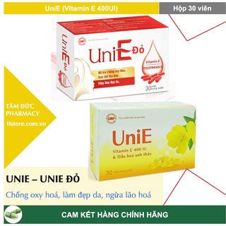 UniE 400UI - UniE đỏ [Hộp 30 viên] - Bổ sung Vitamin E đỏ và dầu hoa anh thảo [enat 400/ uni e]