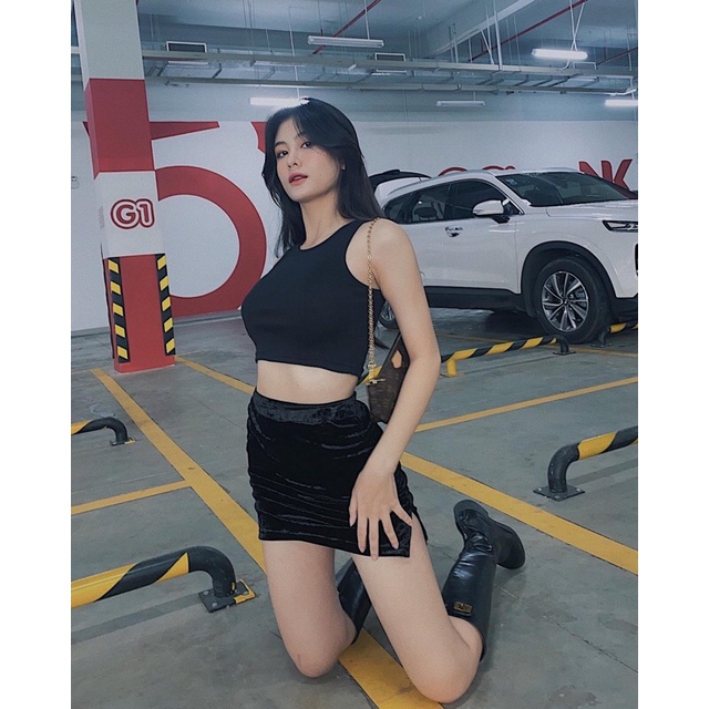 CAMI CROPTOP [𝐂𝐇𝐎𝐂𝐎𝐋𝐀𝐓𝐄 𝐦𝐢𝐱𝐱] Áo croptop ba lỗ thun gân